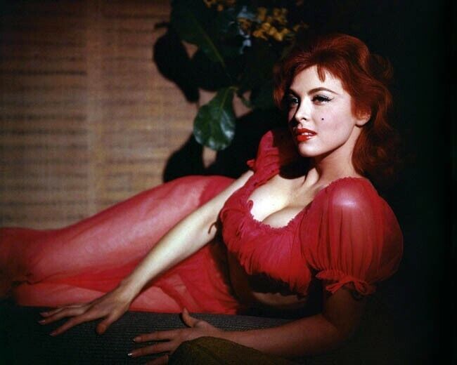 Tina Louise vampish pose in red dress with huge cleavage 8x10 photo