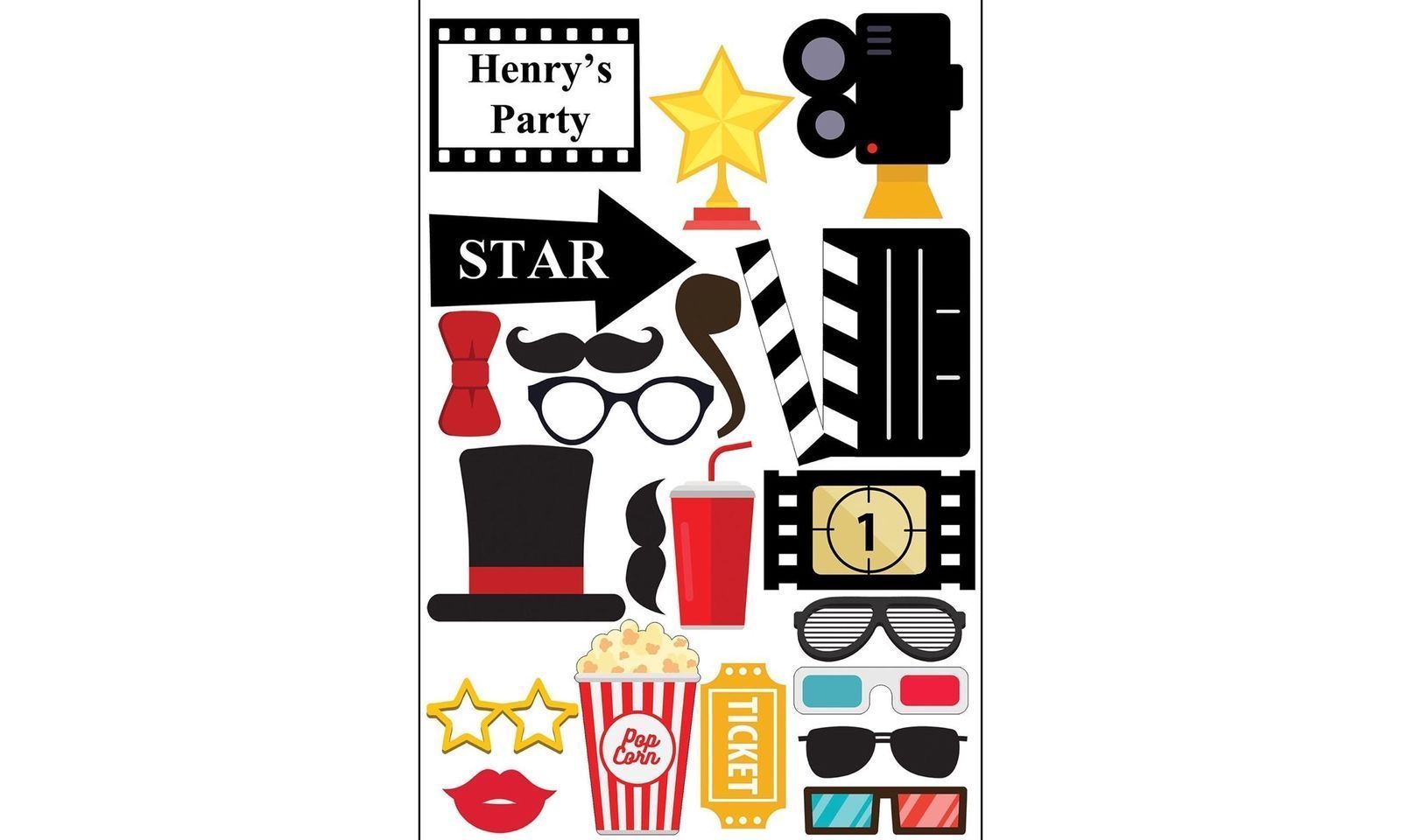 Cinema Movie Theater Photo Booth Props Movie Night Supplies Photo Props