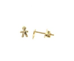18K YELLOW GOLD EARRINGS SMALL FLAT BOY, SHINY, SMOOTH, 5mm, MADE IN ITALY image 1