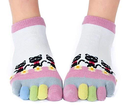 PANDA SUPERSTORE Womens [Cat Walk] Five Toes Socks Five Fingers Cartoon Socks 1