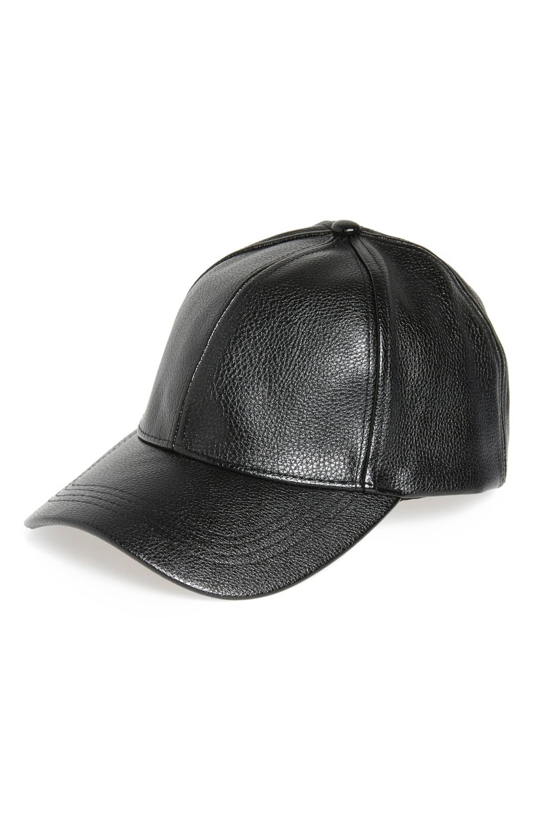 D&Y Women's Black Faux Leather Adjustable Baseball Cap - Hats