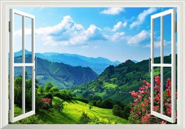 Mountain landscape Coast Wall Clings Self Adhesive Wall Decal tree - $42.00+