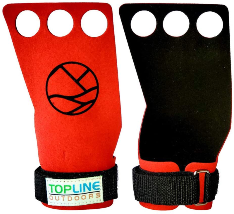 Topline Outdoors 3Hole Finger Leather Hand Grips Crossfit Grips for