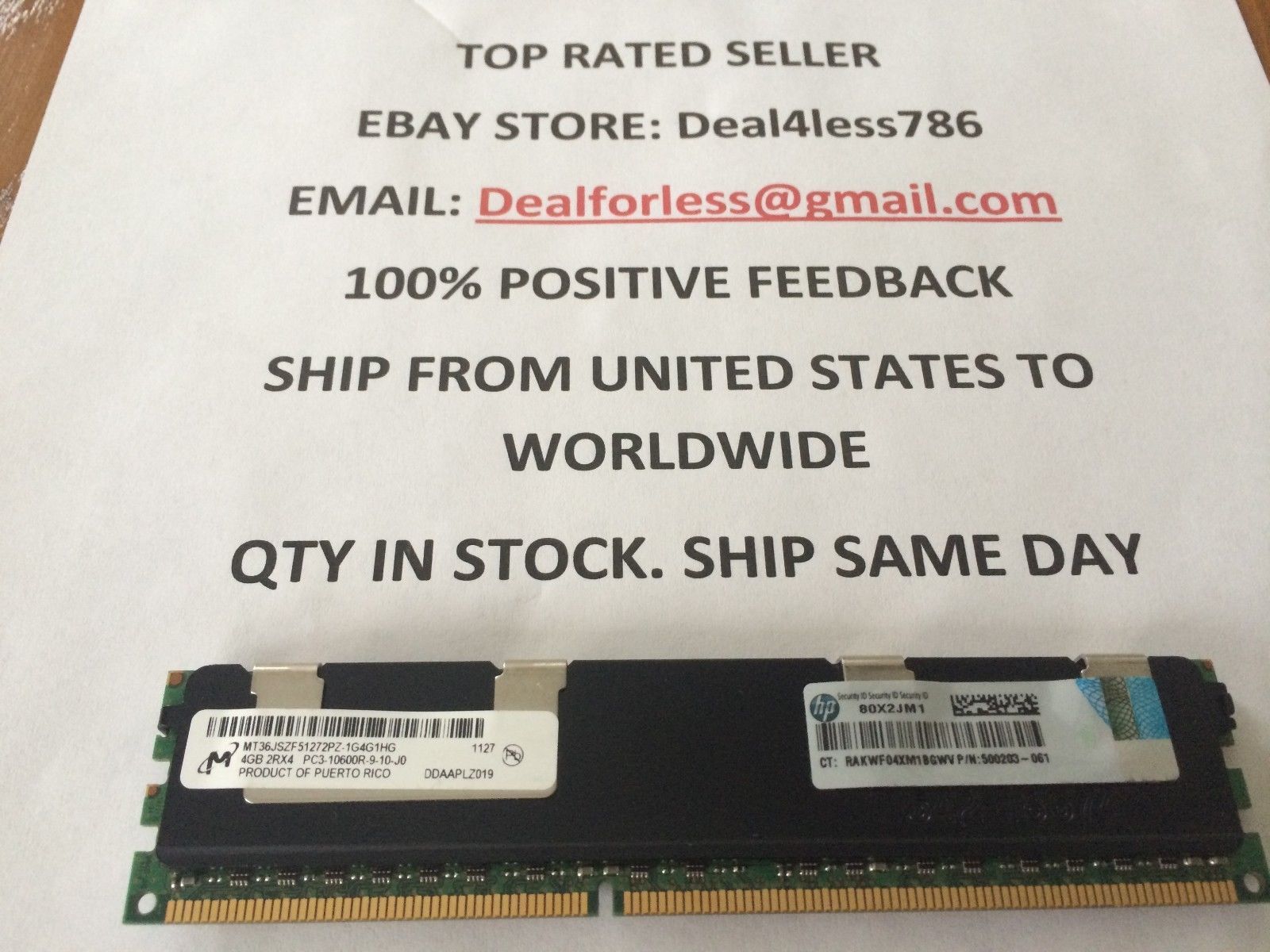 HP 500658-B21 500203-061 501534-001 4GB PC3-10600R NEW *LOT OF 10*