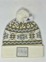 Disney Parks Christmas Silver & Gold Winter Knit Hat Beanie Holiday Snowflake - $38.60