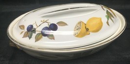 VTG Royal Worcester Made in England Covered Flat Low Casserole Dish Bowl Lid 21 - $25.99
