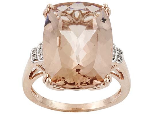 Best 14K Rose Gold Over Silver Cushion-Cut Morganite & Diamond Wedding Halo Ring