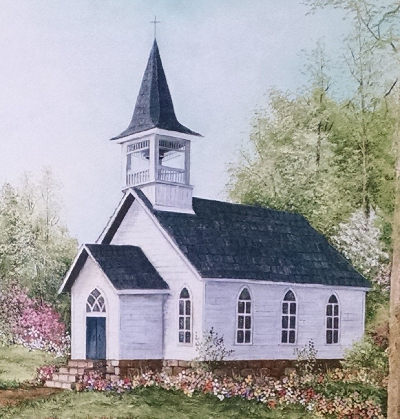 Country Church Print Titled Sanctuary by Sherry Masters - Art Prints