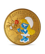 01857 France Coin Medal 2021 Smurfette The Smurfs Colored Nordic Gold Ca... - $37.99
