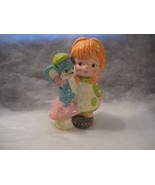 LITTLE GIRL CERAMIC/COMPOSIT WITH MOUSE, BANK (PIGGY BANK) HAND PAINTED 8 x 5 x3 - $4.95