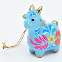 Handcrafted Painted Ceramic Light Blue Goat Confetti Ornament Made in Peru image 2