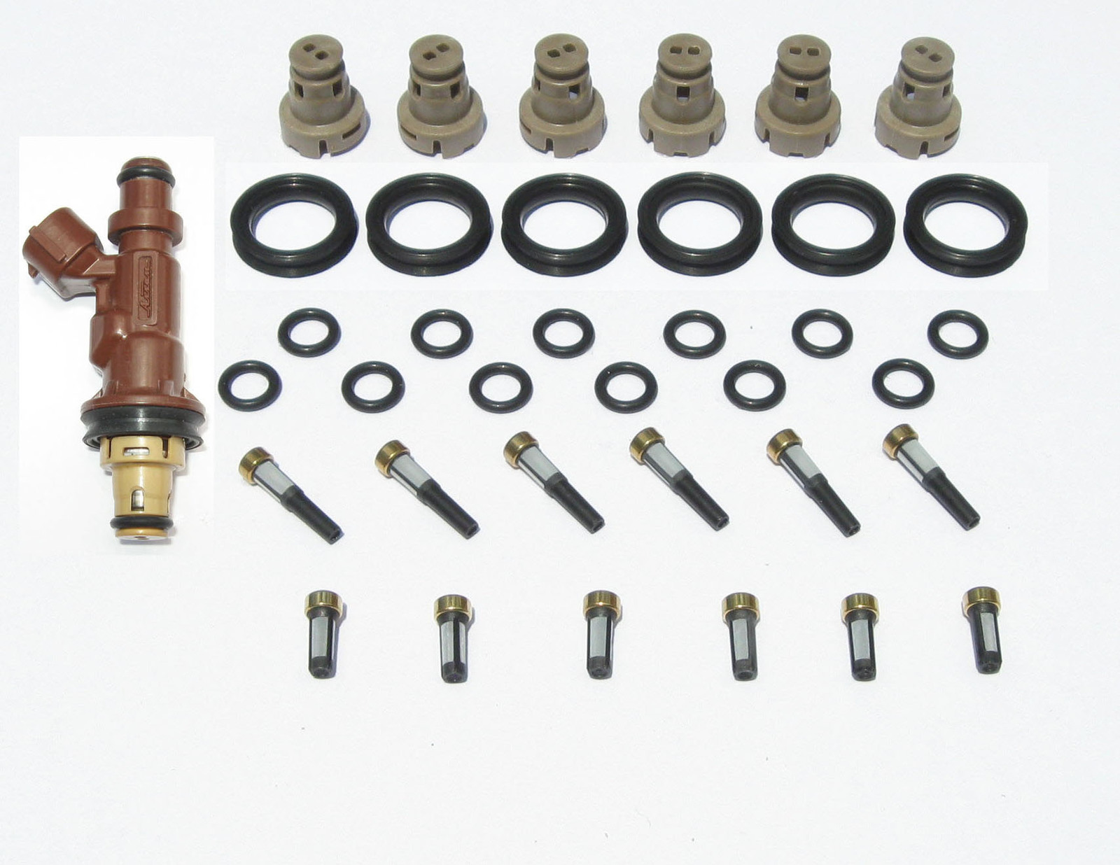 V6 Fuel Injector Service Repair Kit O-Rings Filters Seals Pintle Caps