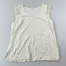 Women&#39;s XL Cream Camisole Tank Top Lace Trimmed V Neck - $19.79