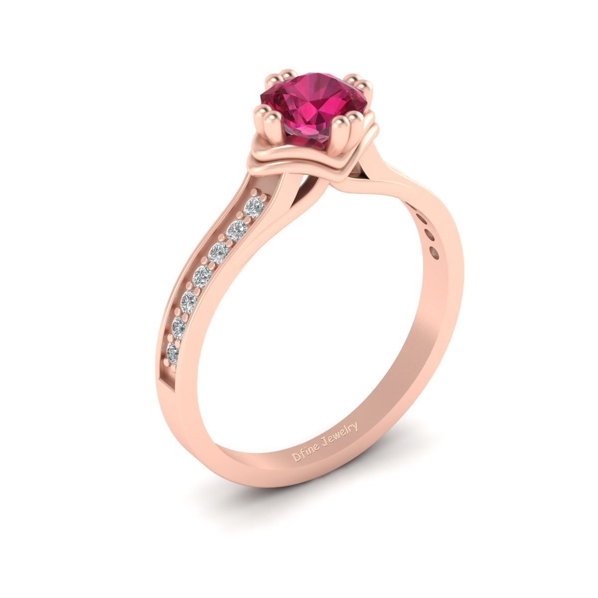Cushion Cut Pink Ruby Engagement Ring Womens Rose Gold Bridal Wedding Jewelry