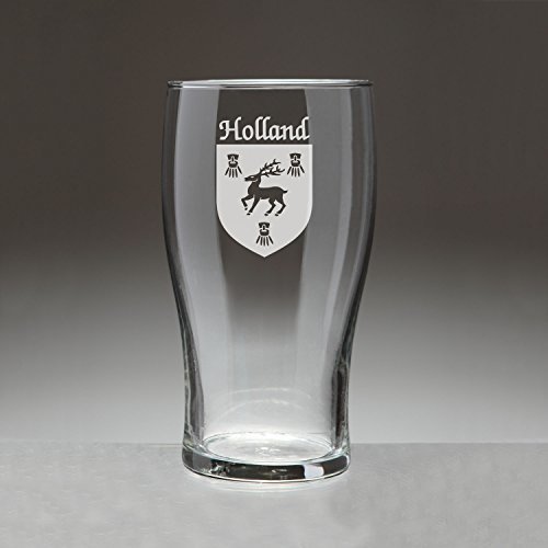 Holland Irish Coat of Arms Tavern Glasses - Set of 4 (Sand Etched)