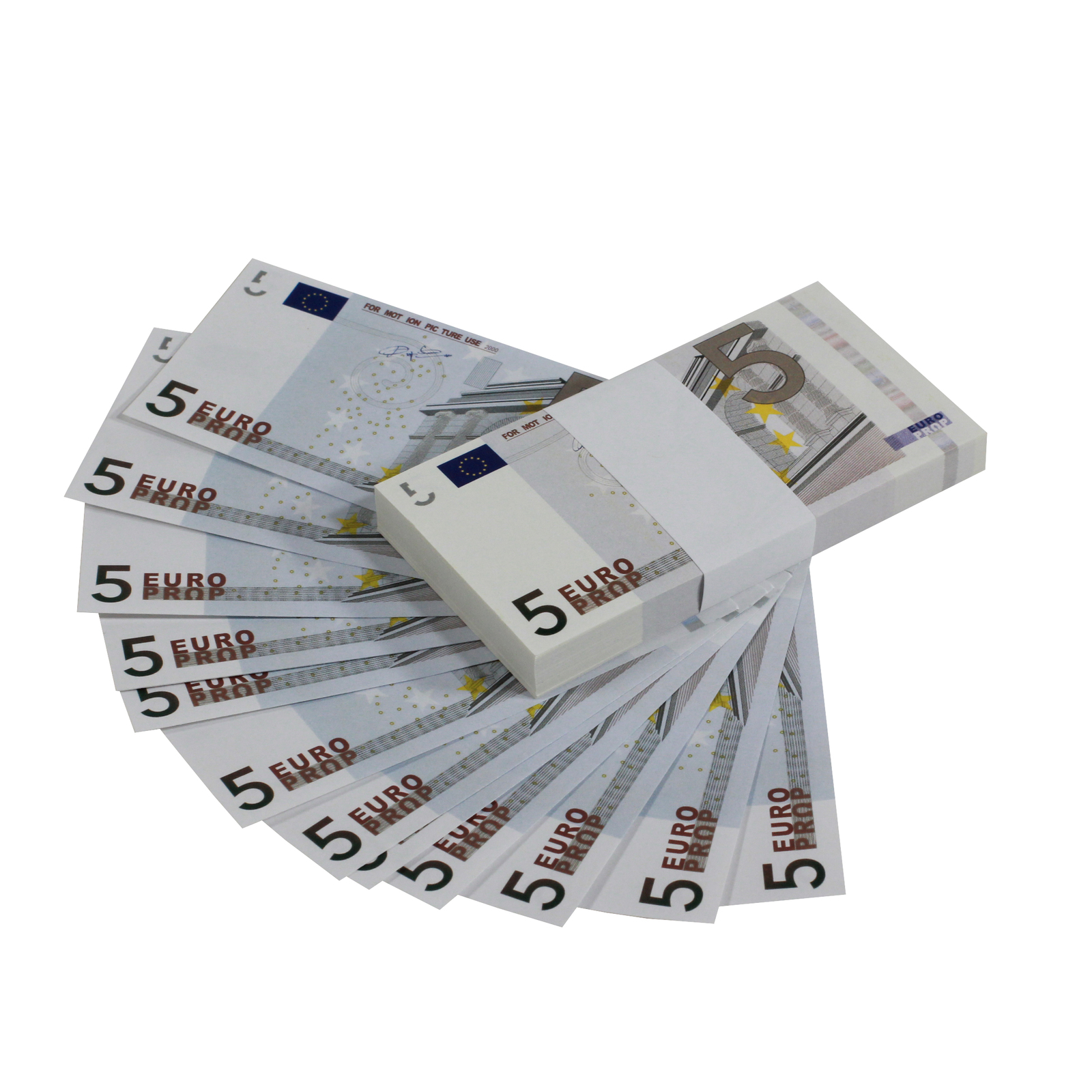 PROP MOVIE MONEY Euro Series €5 Full Print Prop Money Stack