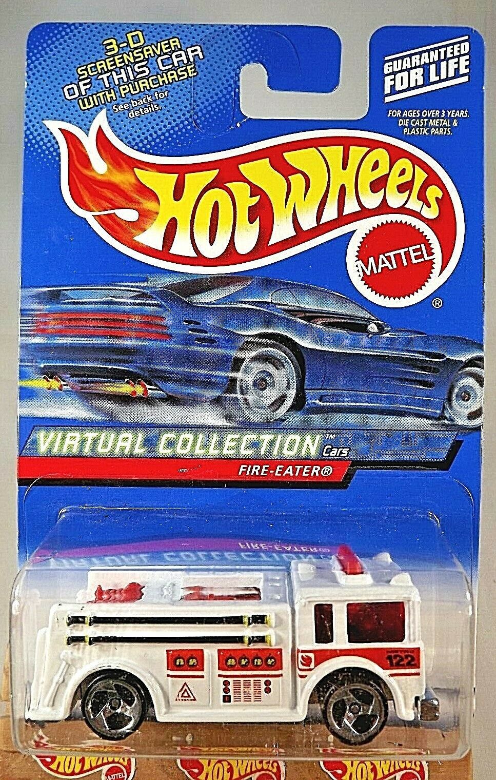 2000 Hot Wheels #145 Virtual Collection FIRE-EATER White w/Chrome 3 ...