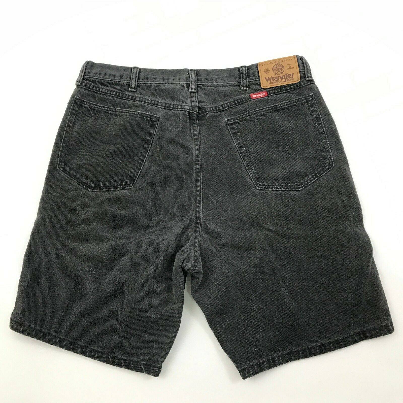 VINTAGE Wrangler Black Jean Shorts MADE IN USA Premium Denim Jorts Zip ...