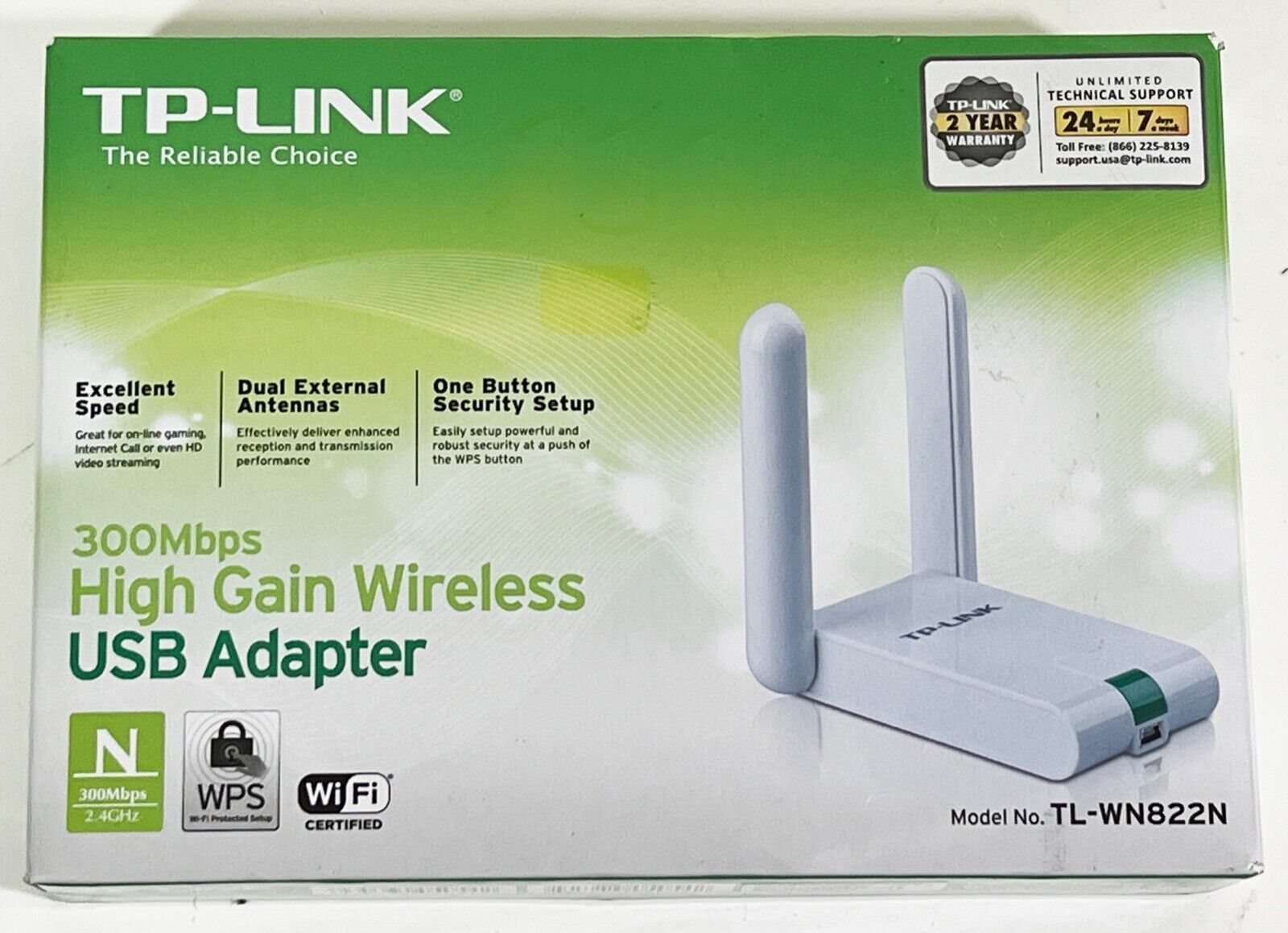 TP-LINK (TL-WN822N) 300 Mbps High Gain Wireless USB Adapter (OPEN BOX NEW) - $19.79