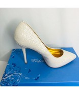 Fabulicious Sz 9 Ivory Glitter Stiletto Heels Pumps Wedding Formal Party... - $65.06