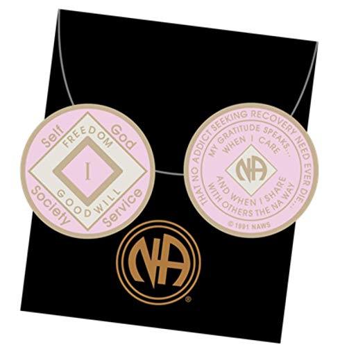 1 Year Pink and White NA Medallion Official Narcotics Anonymous Chip