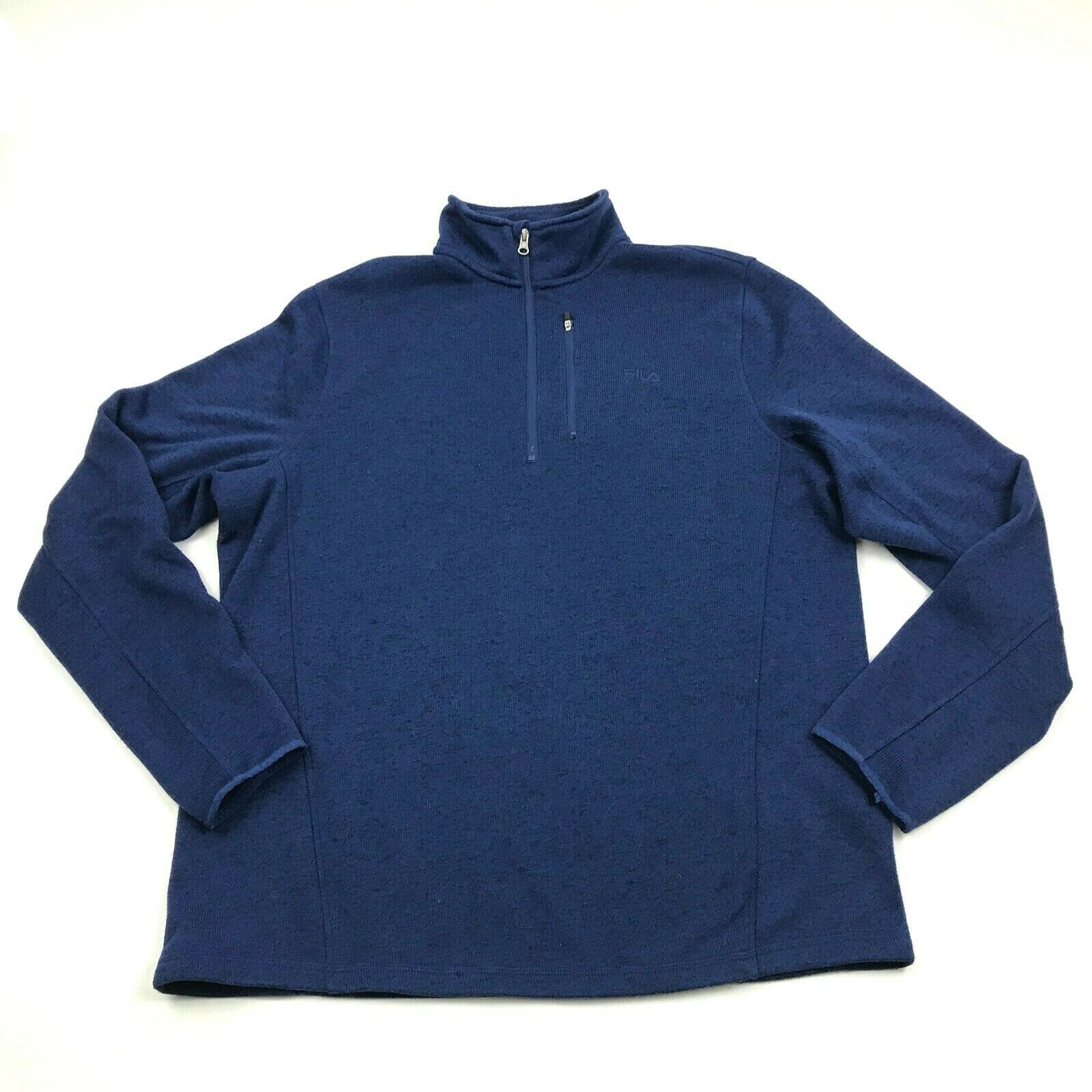 FILA Men's 1/4 Zip Polo Sweater Size XL Extra Large Zip Pocket Long ...