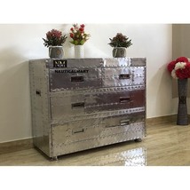 NauticalMart 4 Drawer Chest Aluminum Mid Century Modern Classic Home Furnitu
