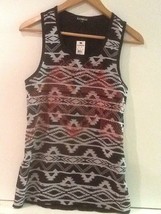 WOMENS EXPRESS BLACK RED STUDDED SPARKLE SLEEVELESS TANK TOP KNIT TOP SM... - $24.95