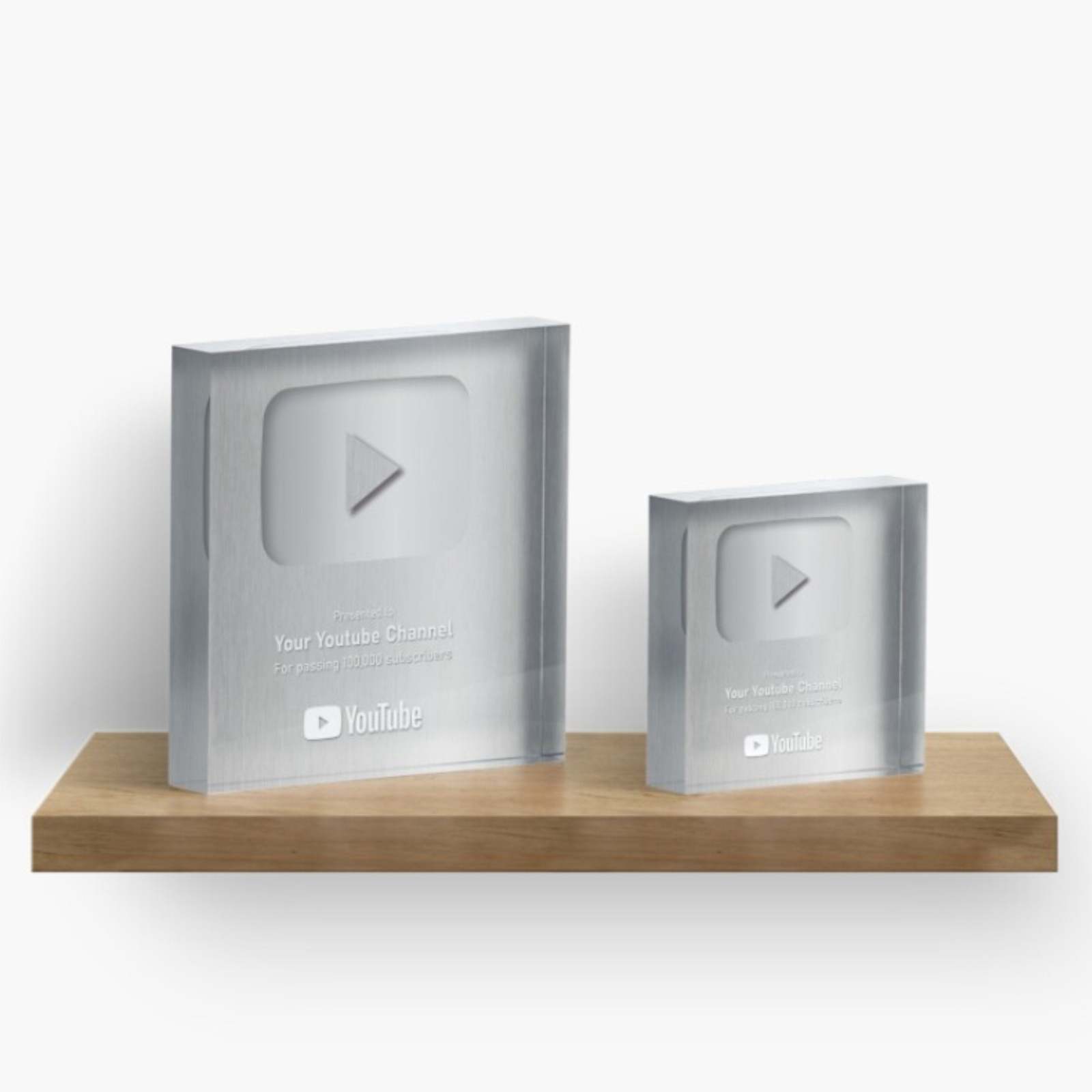 YouTube Award Plaque with the Silver Play Button for your YouTube Channel Awards