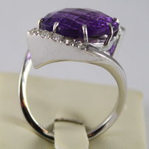 18K WHITE GOLD RING DIAMONDS ct0.38 AMETHYST ct11.50 AMAZING CUT, MADE IN ITALY image 5