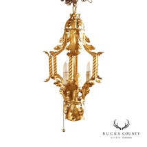 Italian Hollywood Regency Gilt Tole Lantern Chandelier - $895.00