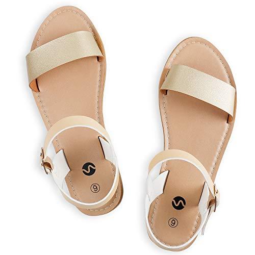 ankle strap flat leather sandals