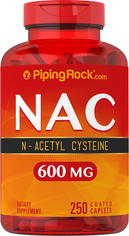 N-Acetyl Cysteine (NAC) 600 mg -250 Coated Caplets Piping Rock LARGE BOTTLE - $45.99