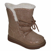 Lands End Girl's Size US 9, Fleece Lined Cozy Boots, Dark Fawn Shimmer - $35.00