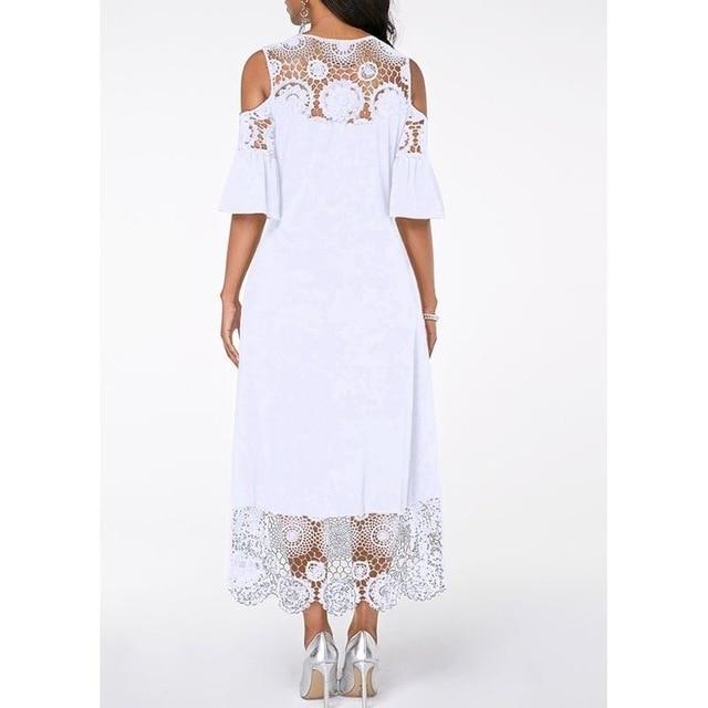Summer Dress Women 2019 Casual Plus Size Embroidery White Lace Maxi ...