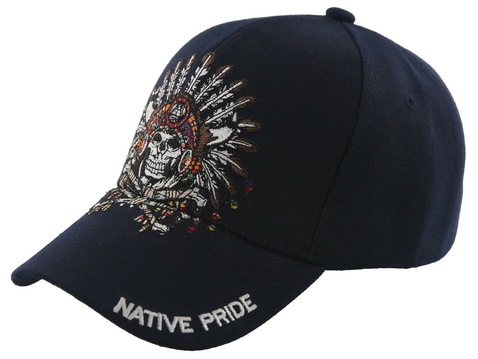 NEW! NATIVE PRIDE HONOR CHIEF SKULL HEAD CAP HAT NAVY - Men's Hats