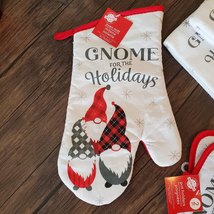 Christmas Kitchen Set, 5-pc, Gnome for the Holidays, Red Towel Mitt Potholders image 4