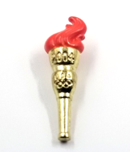2004 Summer Olympic USA Red Flame Torch Shaped Gold Tone Enamel Pin Souv... - $9.99