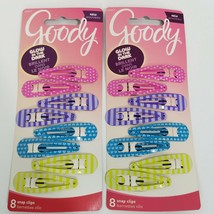 Goody Glow In The Dark Snap Clips Barrettes 8 pc Lot of 2 #08057 2" Long - $10.99