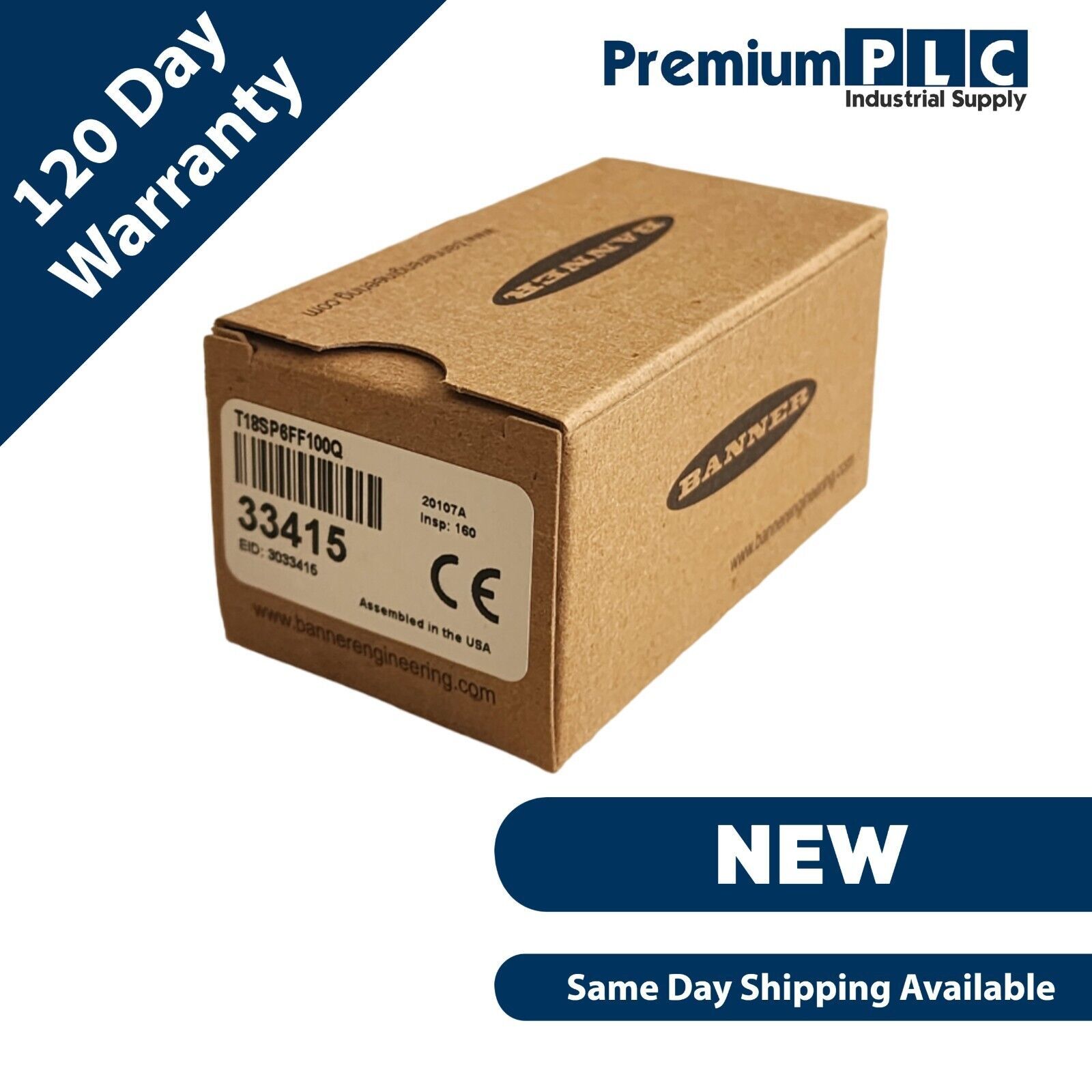 NEW BANNER T18SP6FF100Q EZBEAM T18 SERIES BARRELMOUNT SENSOR P/N 33415 Other Sensors