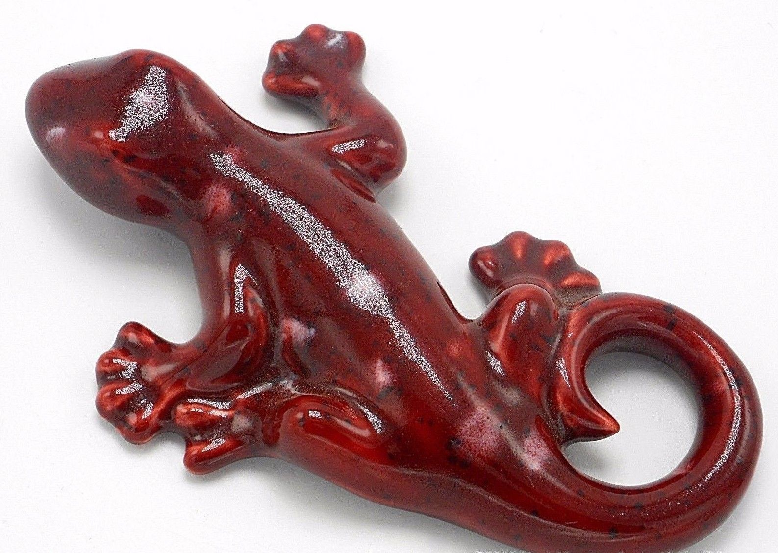 Gecko Lizard Wall Decor Ceramic Hanging Yard Garden Art Plaque 5" Red