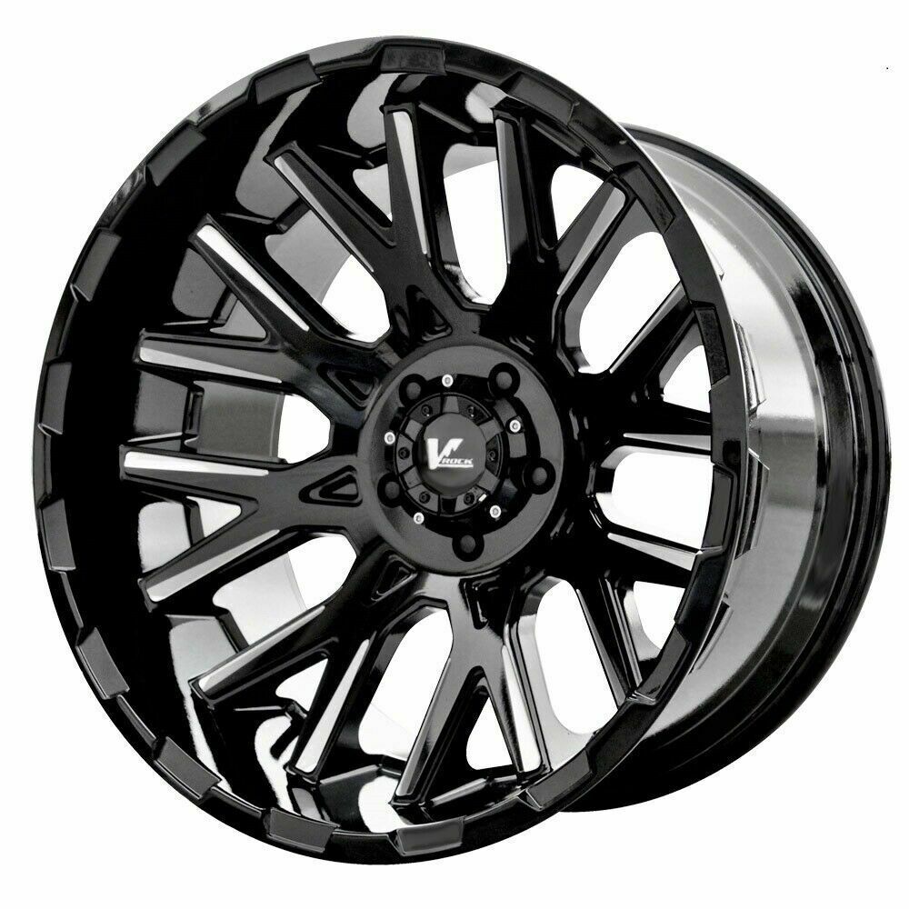 22x12 V-Rock VR10 Recoil 5x5.5/5x139.7 -44 Gloss Black Milled Wheels ...