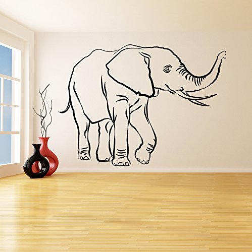 Primary image for ( 87" x 63" ) Vinyl Wall Decal Lucky Elephant Trunk Up / African Wise Wealth Tru