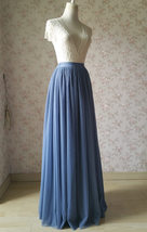DUSTY BLUE Tulle Maxi Skirt Floor Length Dusty Blue Bridesmaid Skirt Outfit image 8