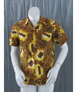 Vintage Hawaiian Shirt - Tiki Drum Print Prince Kalakaua - Men&#39;s Medium - $95.00