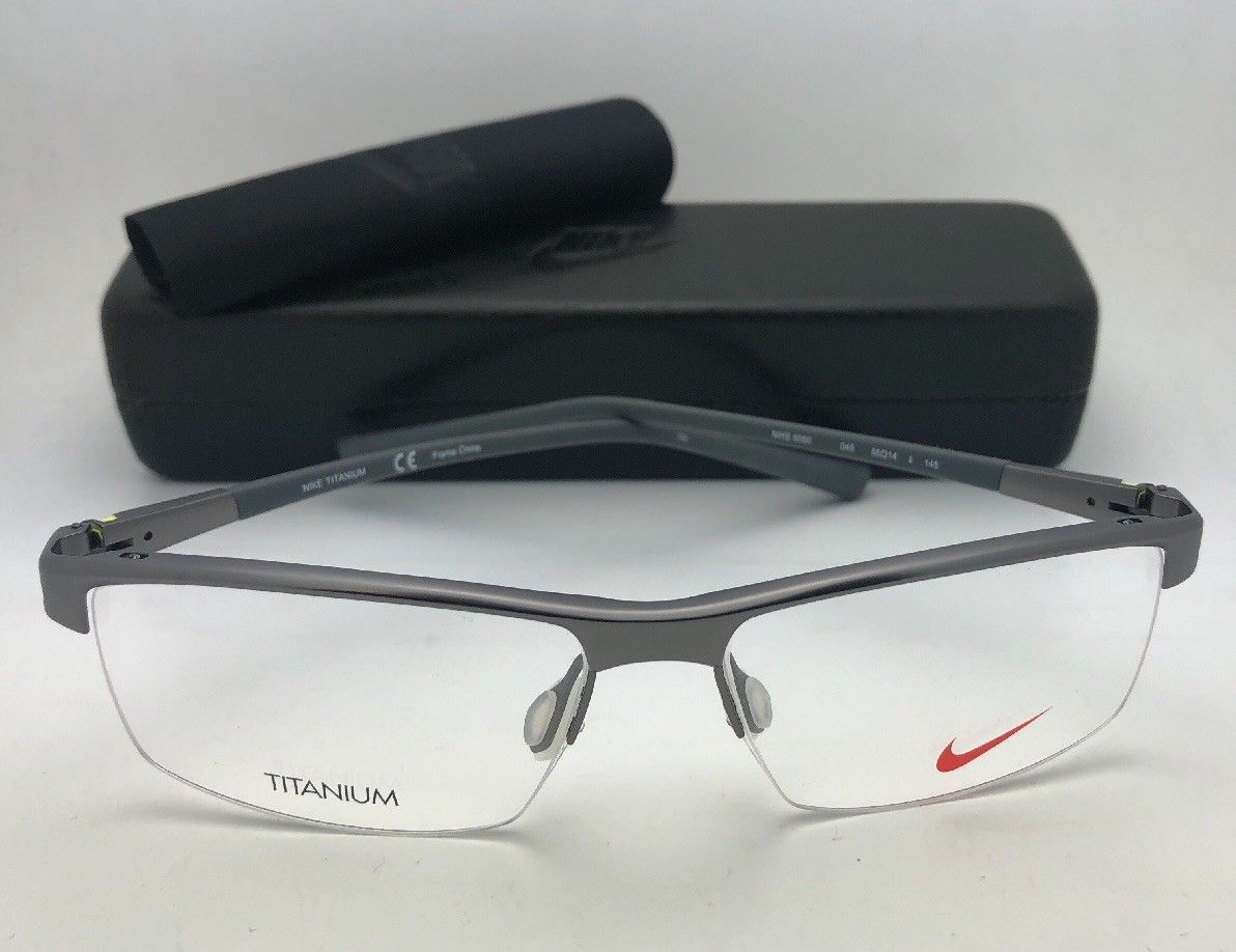 New NIKE Eyeglasses 6050 045 5514 145 Semi Rimless Gunmetal Titanium w