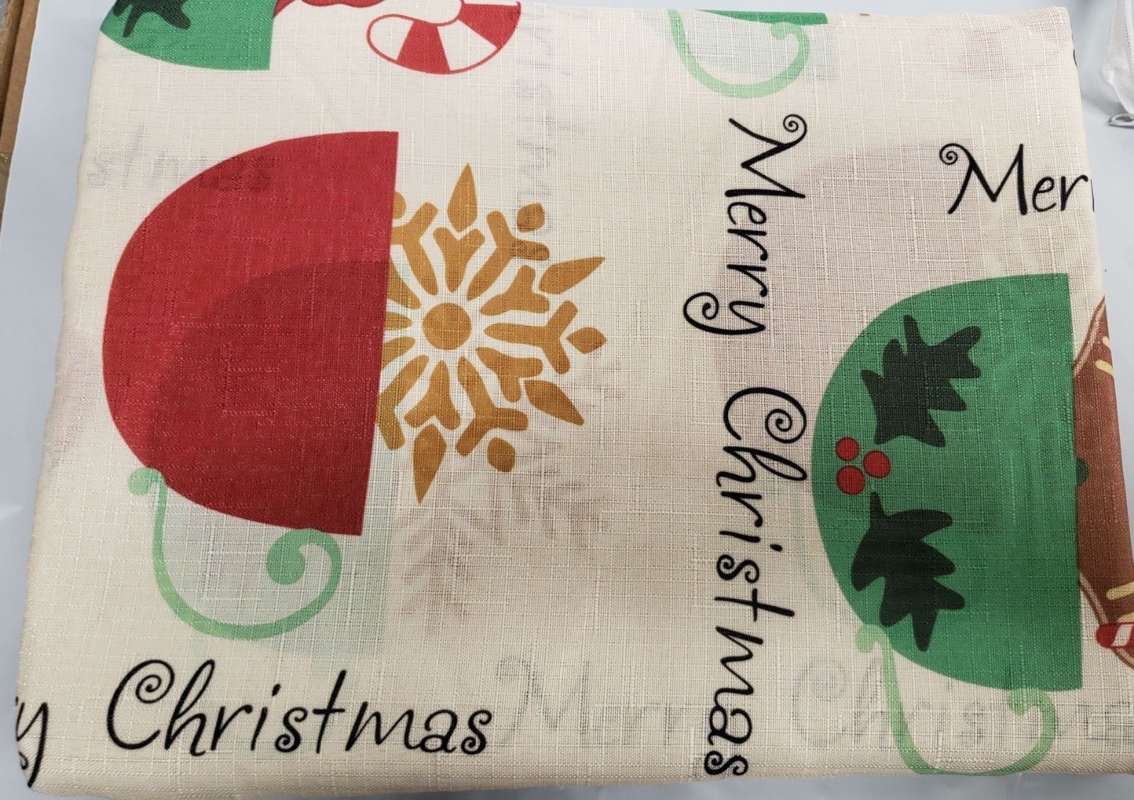 3pc Curtains Set:2 Tiers (58"x36") & Valance (58"x14")MERRY CHRISTMAS CUPS #2,BH - $17.81