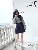 Woman Girl Pleated Plaid Skirt College Style High Waist Pleated Plaid Skirt Plus image 9