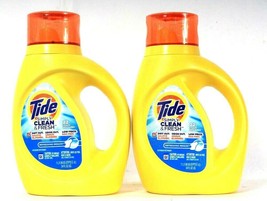 2 Bottles Tide 34 Oz Simply Clean & Fresh Refreshing Breeze 22 Loads Detergent