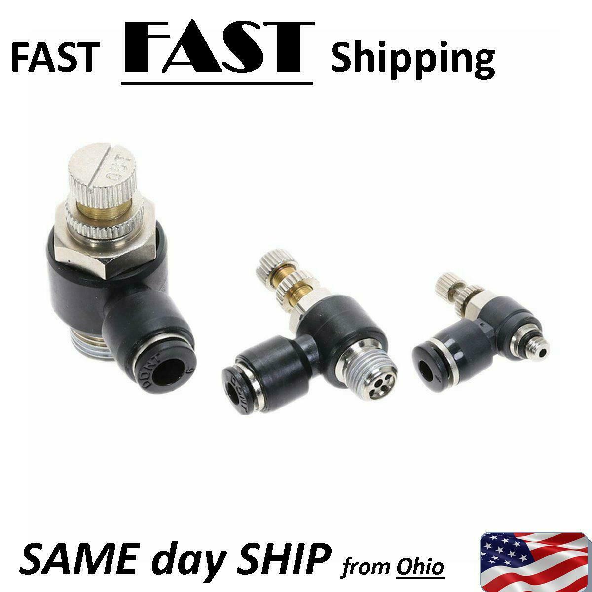 New Air Flow Speed Control Valve Connector Tube Hose Pneumatic Push In